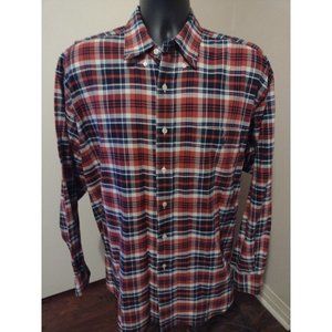 Ralph Lauren “Big Shirt” Red Plaid Button Shirt Mens Large L Long Sleeve Cotton